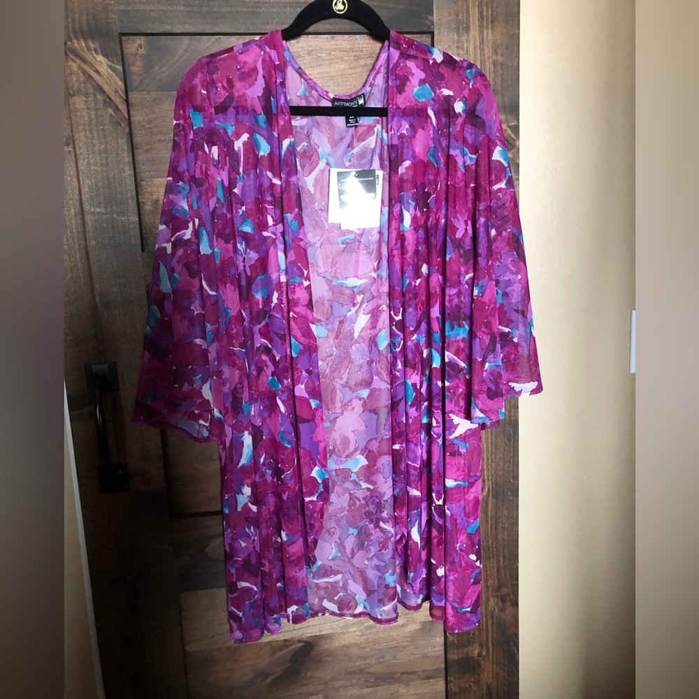 Sheer knit mesh topper/duster/cardigan/swim cover up by Antthony